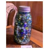 Blue Glass Ball Jar of Marbles