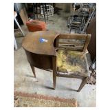 Antique Wood Telephone Table Gossip Bench