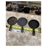 (3) Small Cast Iron Mini Skillets