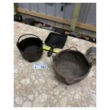 (3) Small Cast Iron Skillet & Pots (Taiwan)