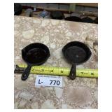 (2) Small Cast Iron Mini Skillets Hammered