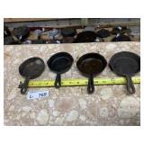 (4) Small Cast Iron Mini Skillets