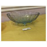 Indiana Glass Blue Harvest Fruit Footed Bowl