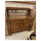 Vintage Tiger Oak Sideboard Buffet Empire Style