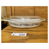 Vintage Pyrex Black Scroll Divided Dish