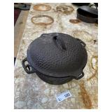 Vintage Cast Iron Hammered Dutch Oven & Lid