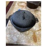Vintage Cast Iron Hammered Dutch Oven & Lid