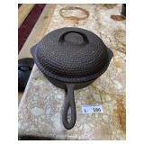 Vintage Cast Iron Hammered Chicken Fryer w/Lid