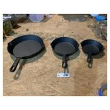 (3) NEW Cast Iron Skillets