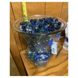 12" Tall Glass Vase Decor w/ Glass Marble Decor