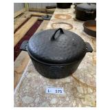 Vintage Cast Iron Hammered Dutch Oven & Lid #8