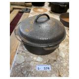 Vintage Cast Iron Hammered Dutch Oven & Lid