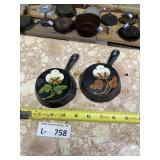 (2) Small Cast Iron Mini Skillets Decor
