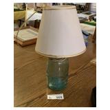 Blue GLass Ball Jar Lamp