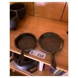 (2) Small Miniature Cast Iron Skillets