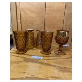 Indiana GLass Whitehall Amber Glass Goblets