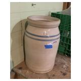 #4 Stoneware Butter Churn Crock Blue Line