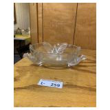 Vintage Jeannette Glass Pheasants Centerpoece Bowl