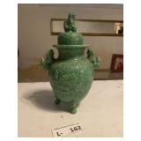 Green Chinese Urn Featuring Foo Dog