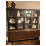 Vintage Wood Cabinet w/ Glass Door Upper Cabinet