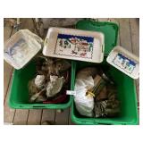 (2) Plastic Storage Totes of Christmas Decor Green