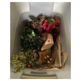 (2) Plastic Storage Totes of Christmas Decor