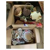 (2) Boxes Misc Christmas Dishes, Decor, etc