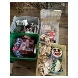 (4) Plastic Storage Totes of Christmas Decor