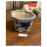 Blue White Floral Decor Flower Pot