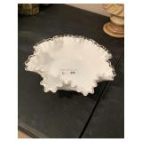 Vintage Fenton? Silver Crest Ruffled Glass Dish