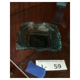 VIntage Indiana Glass Teal Diamond Point Square