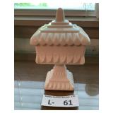 Vintage Pink Milk Glass Pedestal Candy Dish