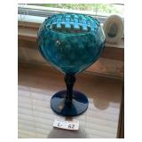 MCM Empoli Glass Teal Blue Pedestal Dish