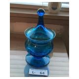 Vintage Blue Empoli Glass Apothecary Candy Jar