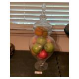 Footed Apothecary Jar w/ Decor Fruit