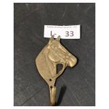 Brass Wall Mount Horse Hat Coat Hook