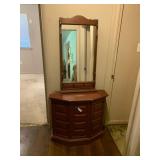 Wood Cabinet & Mirror