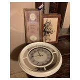 Wall Clock & (2) Wall Decor