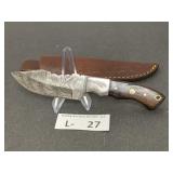 Damascus Style Knife & Sheath (approx 3.5)