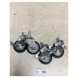 NOS 3' Stem Casters w/Brake