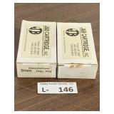 (2 Boxes) J&B Cartridge 9mm 124gr FMJ