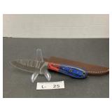 Damascus Style Knife & Sheath (approx 3.5)