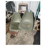 (2) Green Plastic Boat Seats
