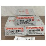 (3 Boxes) Winchester 9mm Luger 147gr FMJ