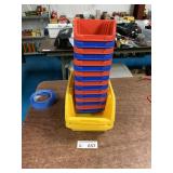 Plastic Red, Blue, Yellow Small Storage Bins