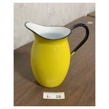 Vintage Yellow Enamel Pitcher