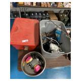 Plastic Tote Misc w/Parts Washer (no cord)