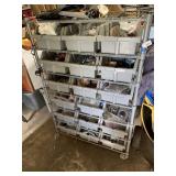 Rolling Wire Deck Shelf w/ Plastic Bins & Contents