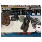 Boots, Shoes, Hogs Hat, etc in Plastic Tote