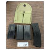 (4) Metal Magazines 30 Carbine? w/Holder
